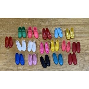 Barbie Japan Soft Bow Flat Buckle Shoes Ankle Heels Vtg 1960 Pink Green Red